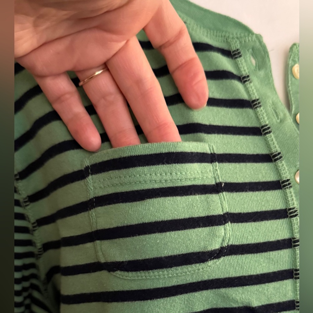 Chaps Green and Black Striped Long Sleeve Top for women - Picture 4 of 9